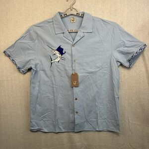 Hardaddy XL  Button Up‎ Short Sleeve Blue Shirt Marlin Waves Fishing NWT